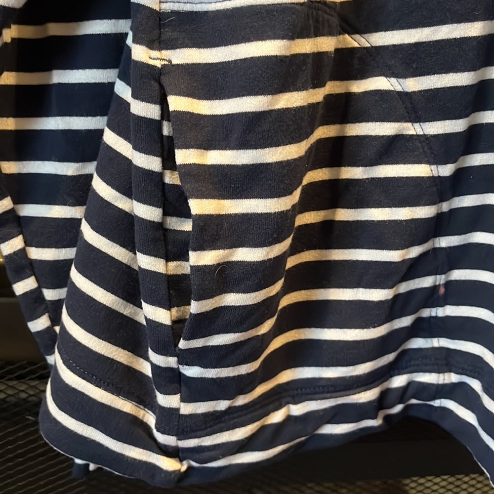 Navy + White stripe hoodie w/2 side pockets & drawstring hood - Picture 7 of 8